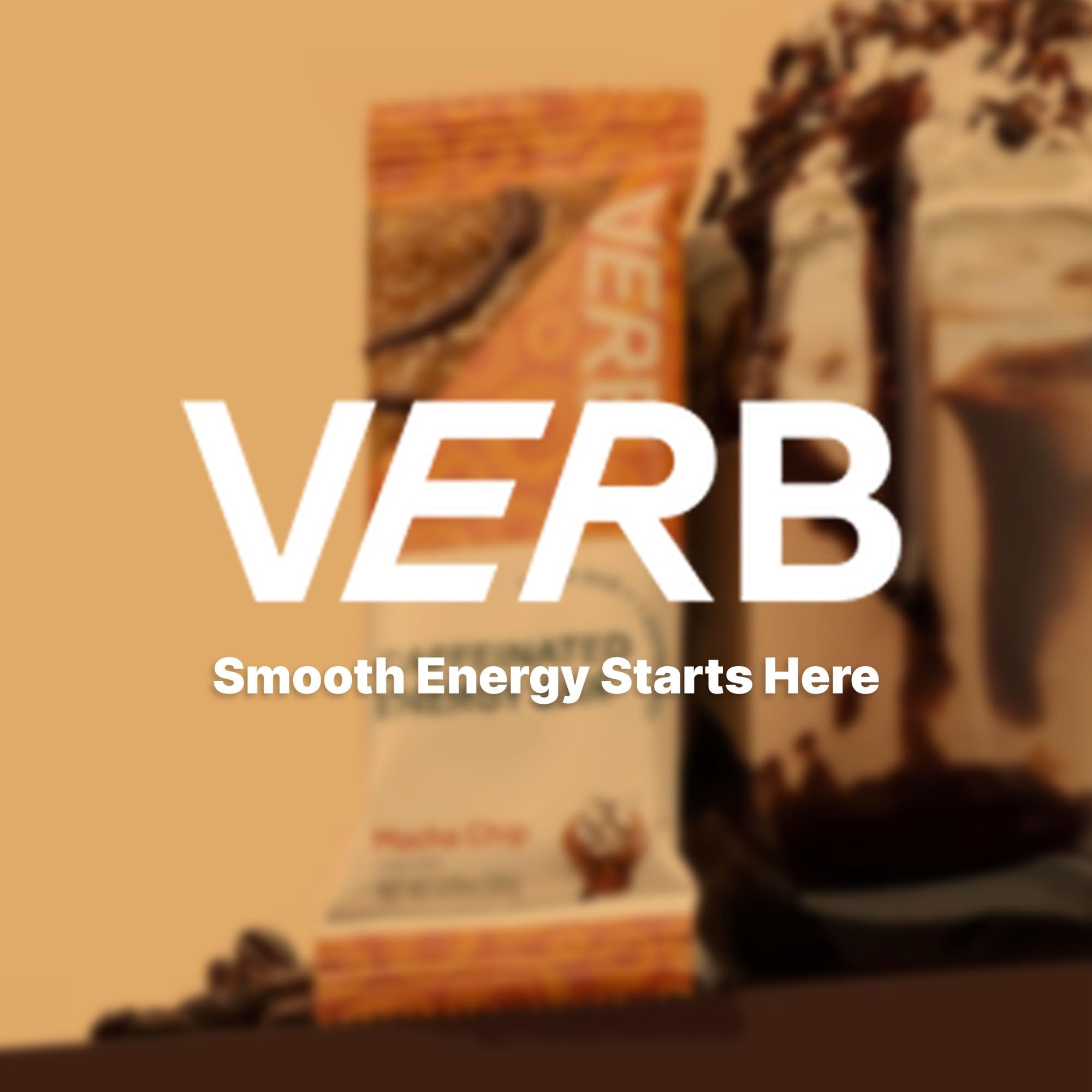 Detalle de la etiqueta Verb Mocha Chip con información de cafeína y calorías