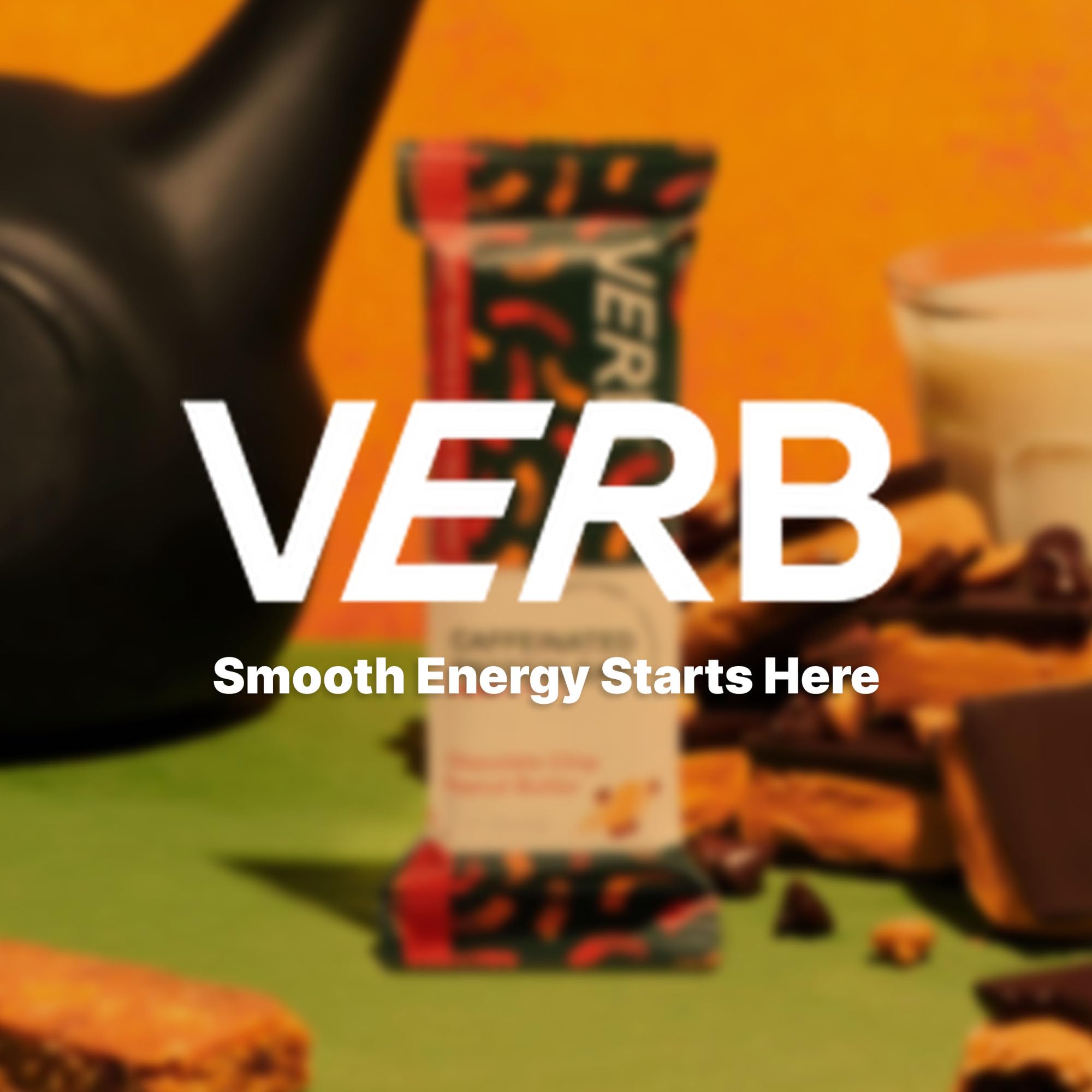 Verb Caffeinated Energy Bar caja abierta con 12 barras para almacenamiento a largo plazo
