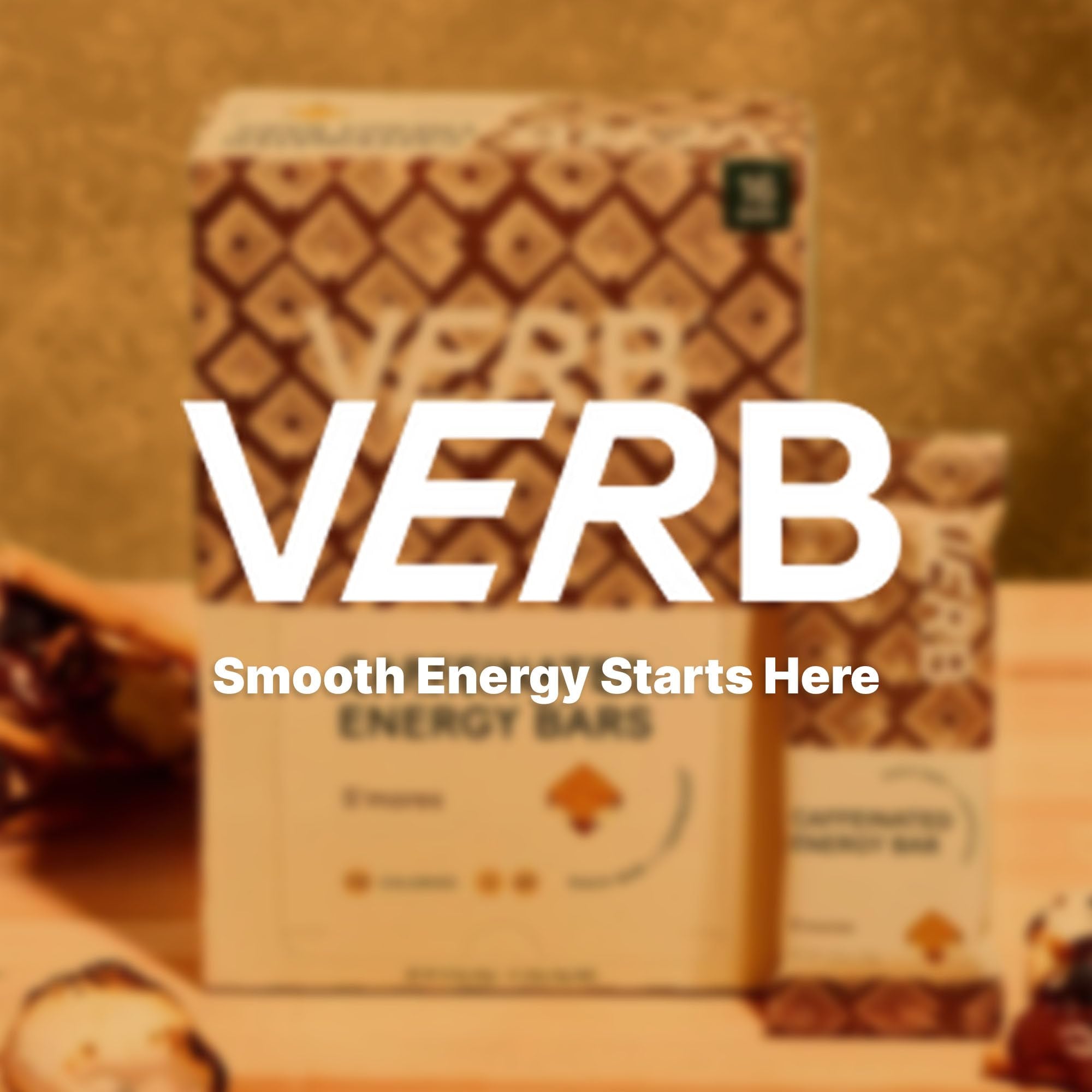 Verb barra S'mores en mesa de café sugiriendo energía antes del trabajo