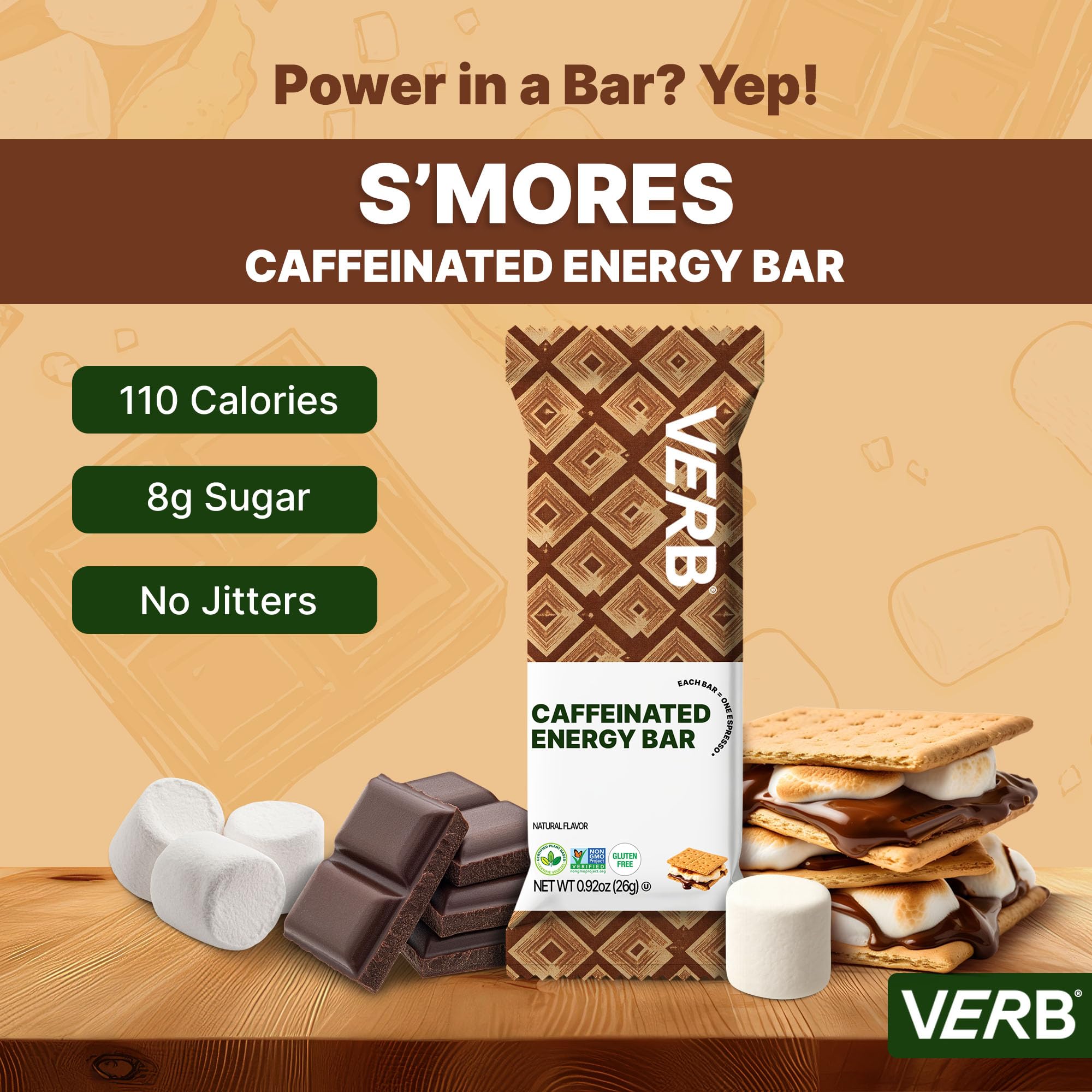 Verb paquete de 16 barras S'mores ideal para almacenamiento prolongado