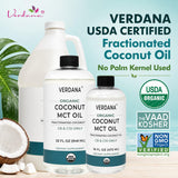 Detalle de etiqueta Verdana con certificación USDA Organic y sin palma