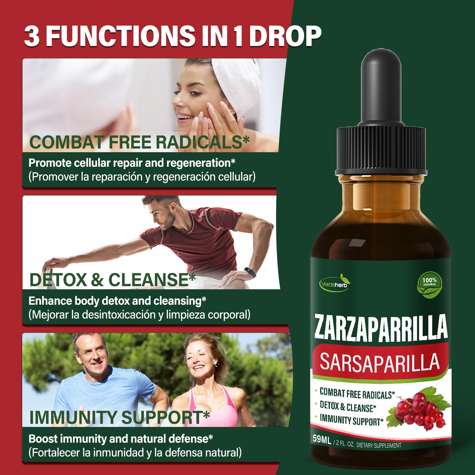 Verdeherb etiqueta detallada con lista de ingredientes y beneficios