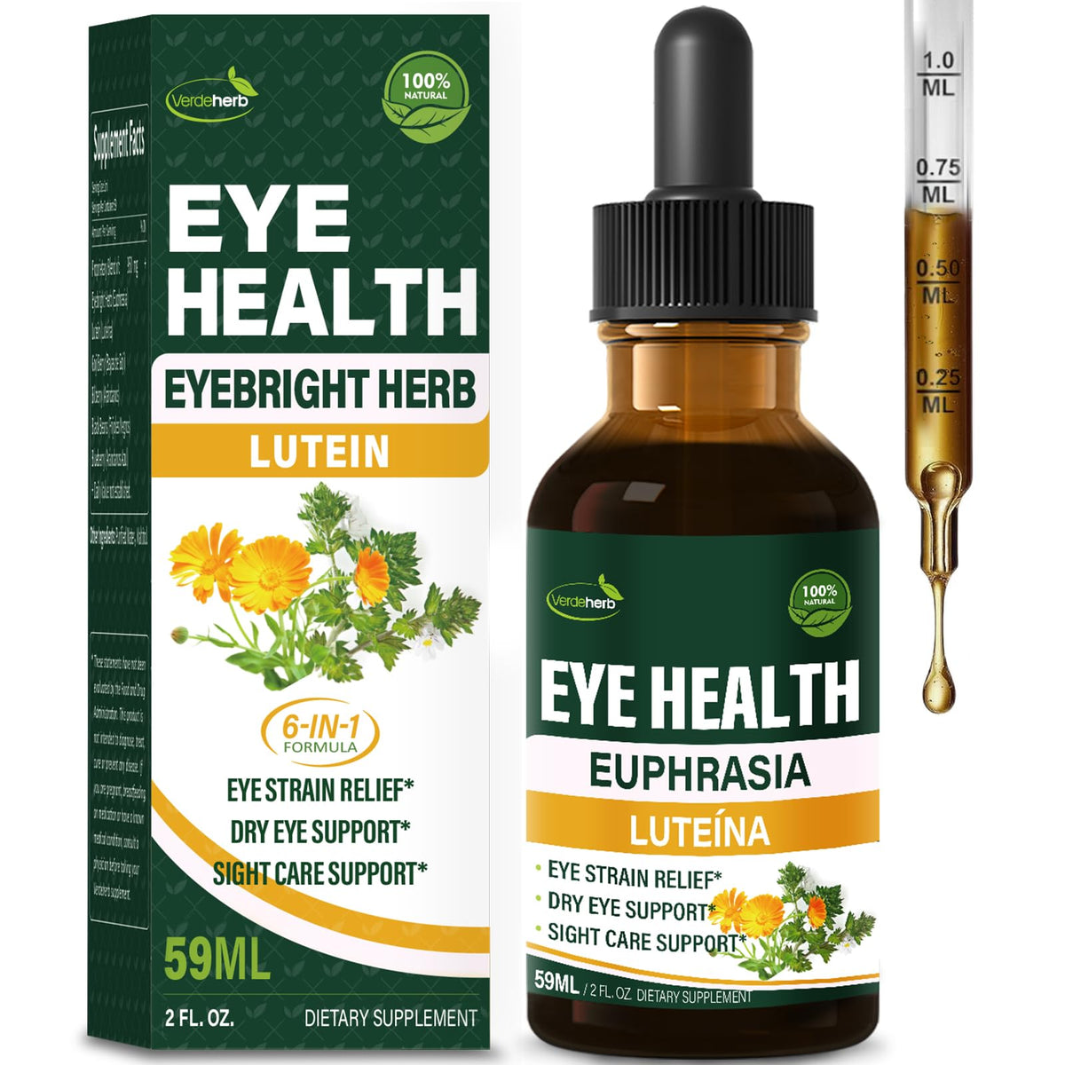 Verdeherb frasco frontal destacando nombre y beneficio alivio ocular
