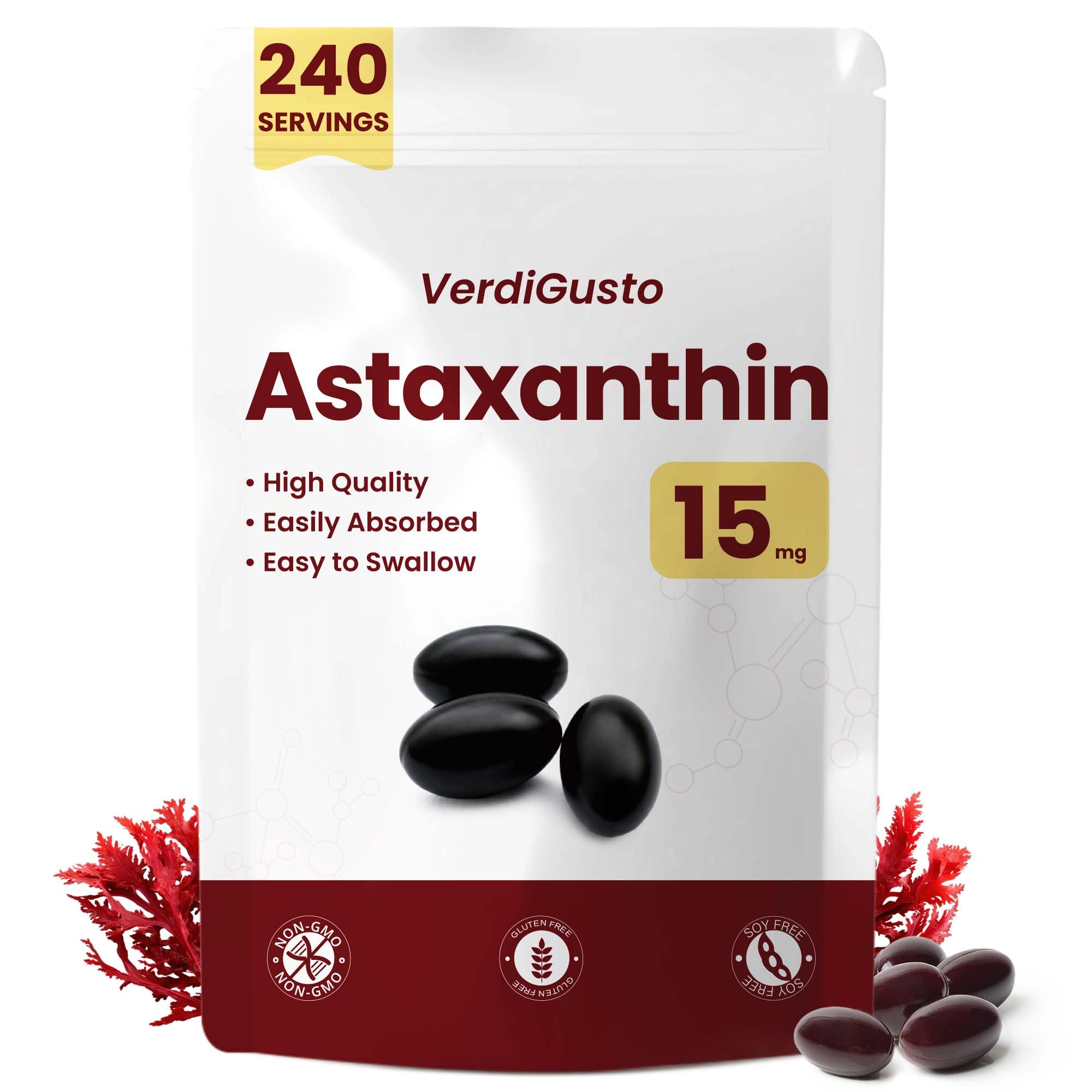 VerdiGusto frente del paquete mostrando 240 softgels y beneficio de suministro prolongado