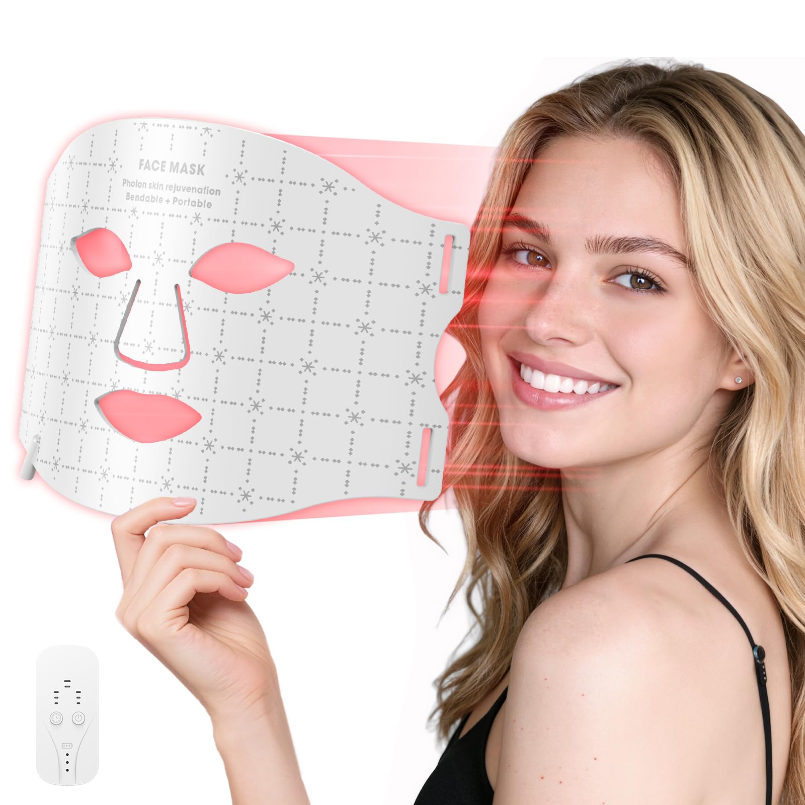 Verfubo mascarilla LED frontal mostrando cobertura facial y confort