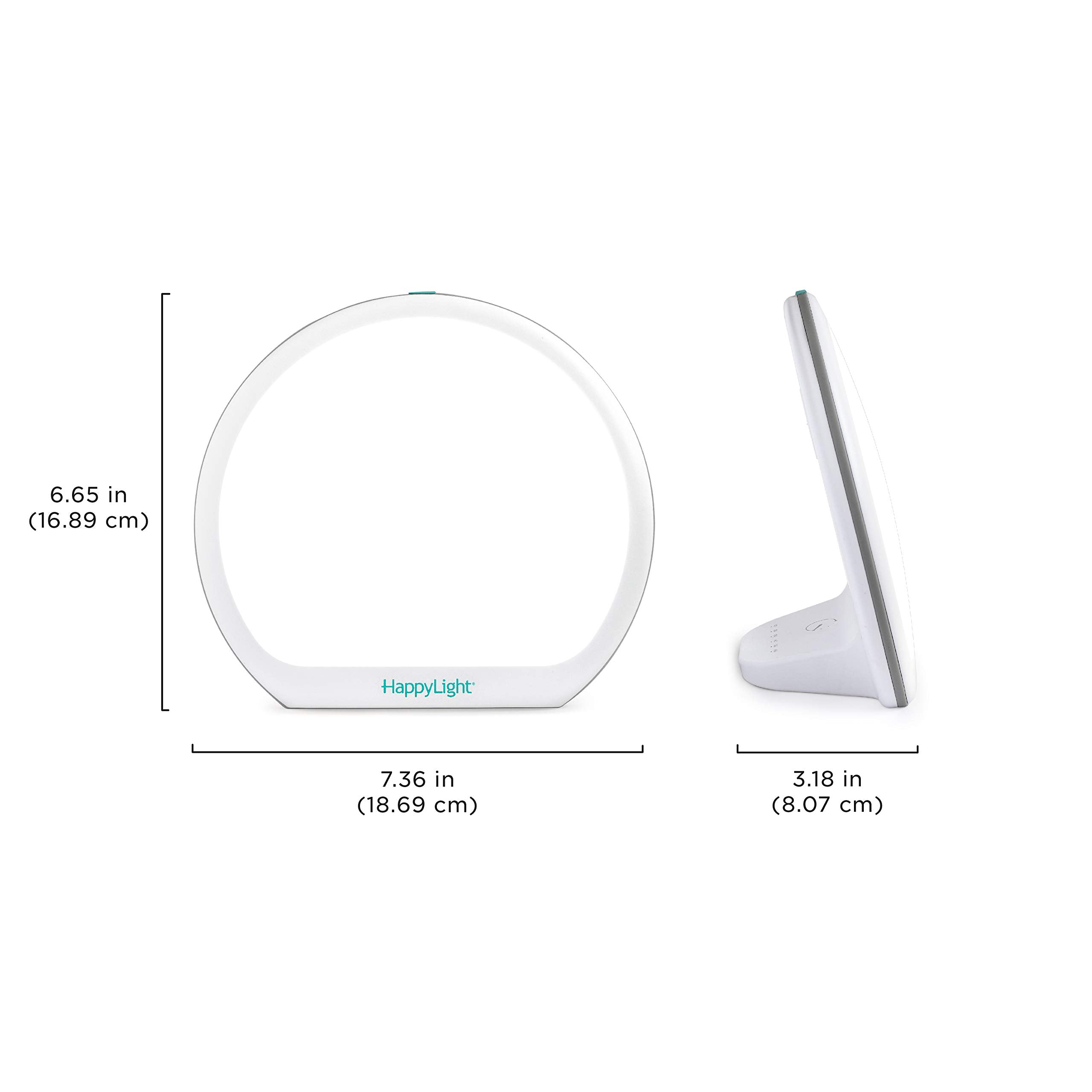 Verilux HappyLight Alba junto a un libro para comparar tamaño y portabilidad
