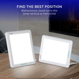 Verilux HappyLight Lucent junto a una regla, comparación de tamaño para referencia