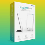 Verilux HappyLight Luxe comparación de tamaño para portabilidad y viaje