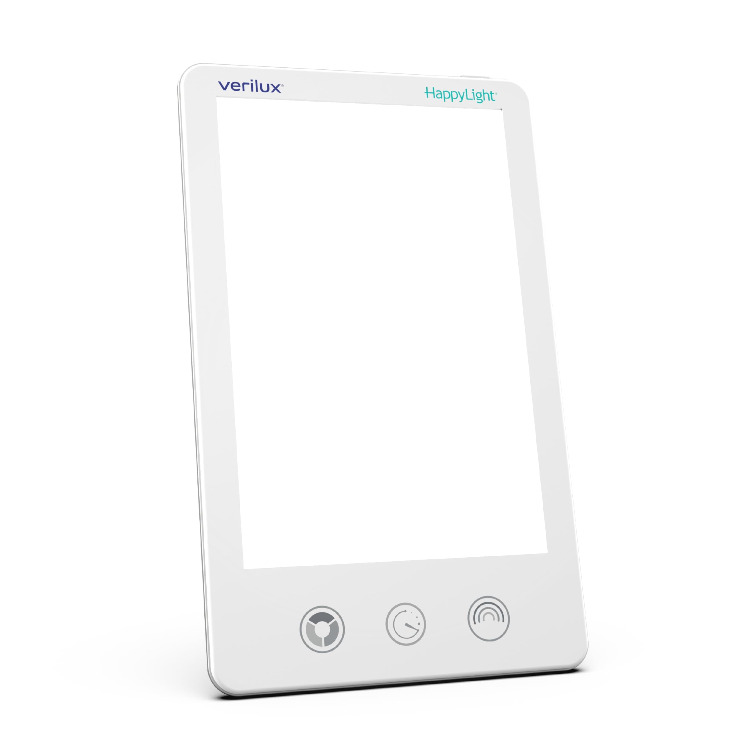 Verilux HappyLight Luxe vista frontal con luz intensa y diseño delgado