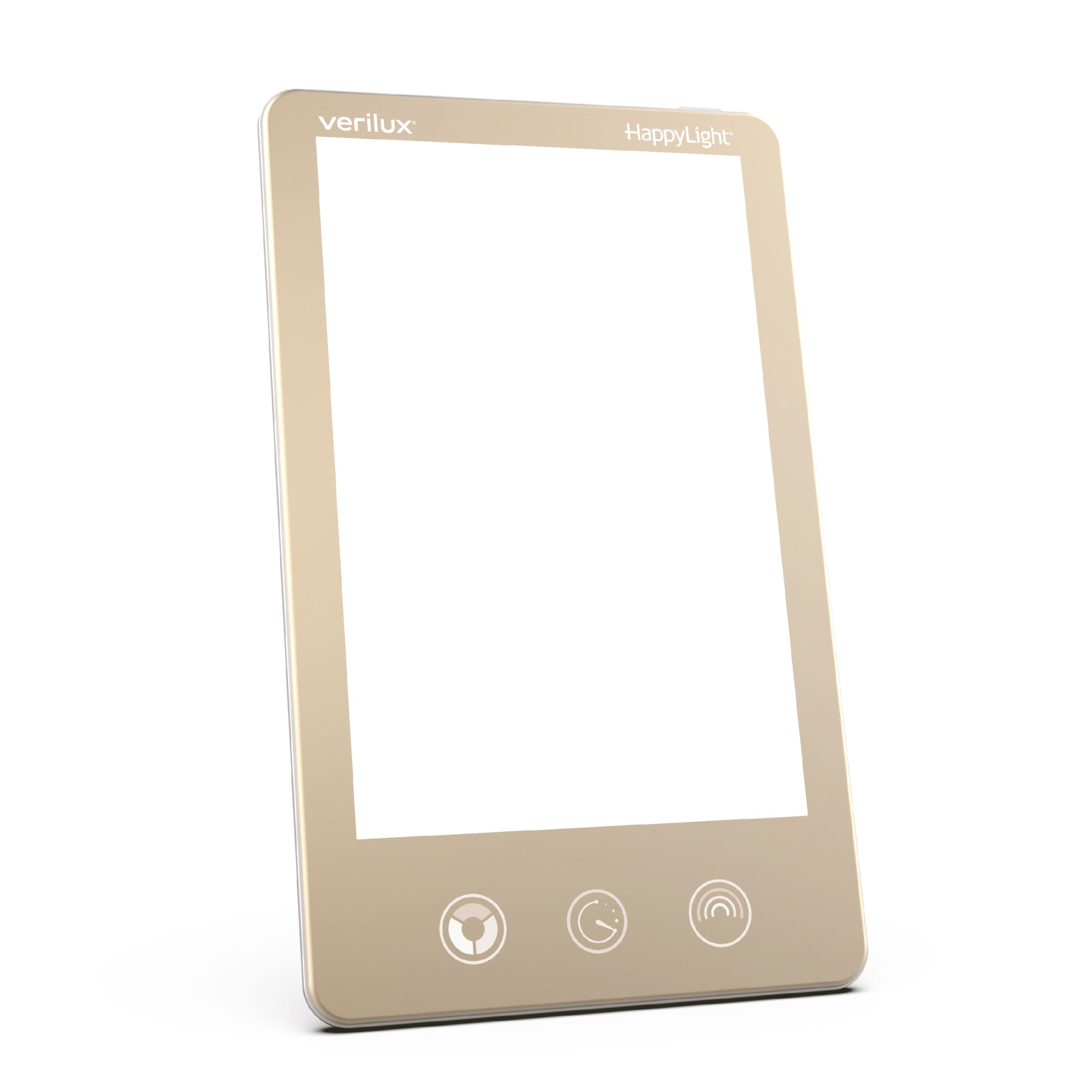 Verilux HappyLight Luxe vista frontal, iluminación uniforme y elegante
