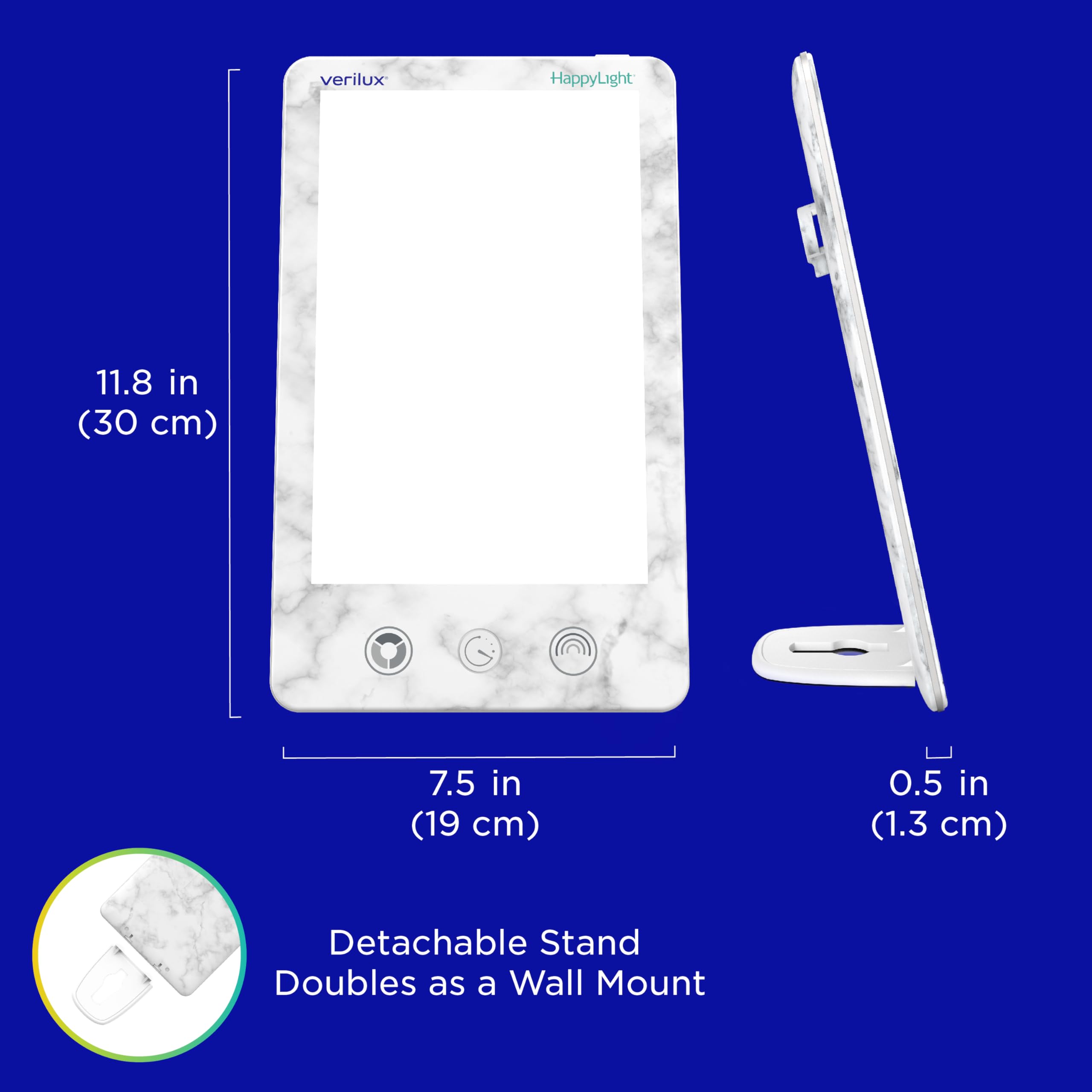 Verilux HappyLight Luxe montada en pared optimizando espacio y luz controlada en habitación