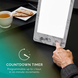 Verilux HappyLight Luxe soporte desmontable mostrado para uso flexible y transporte fácil