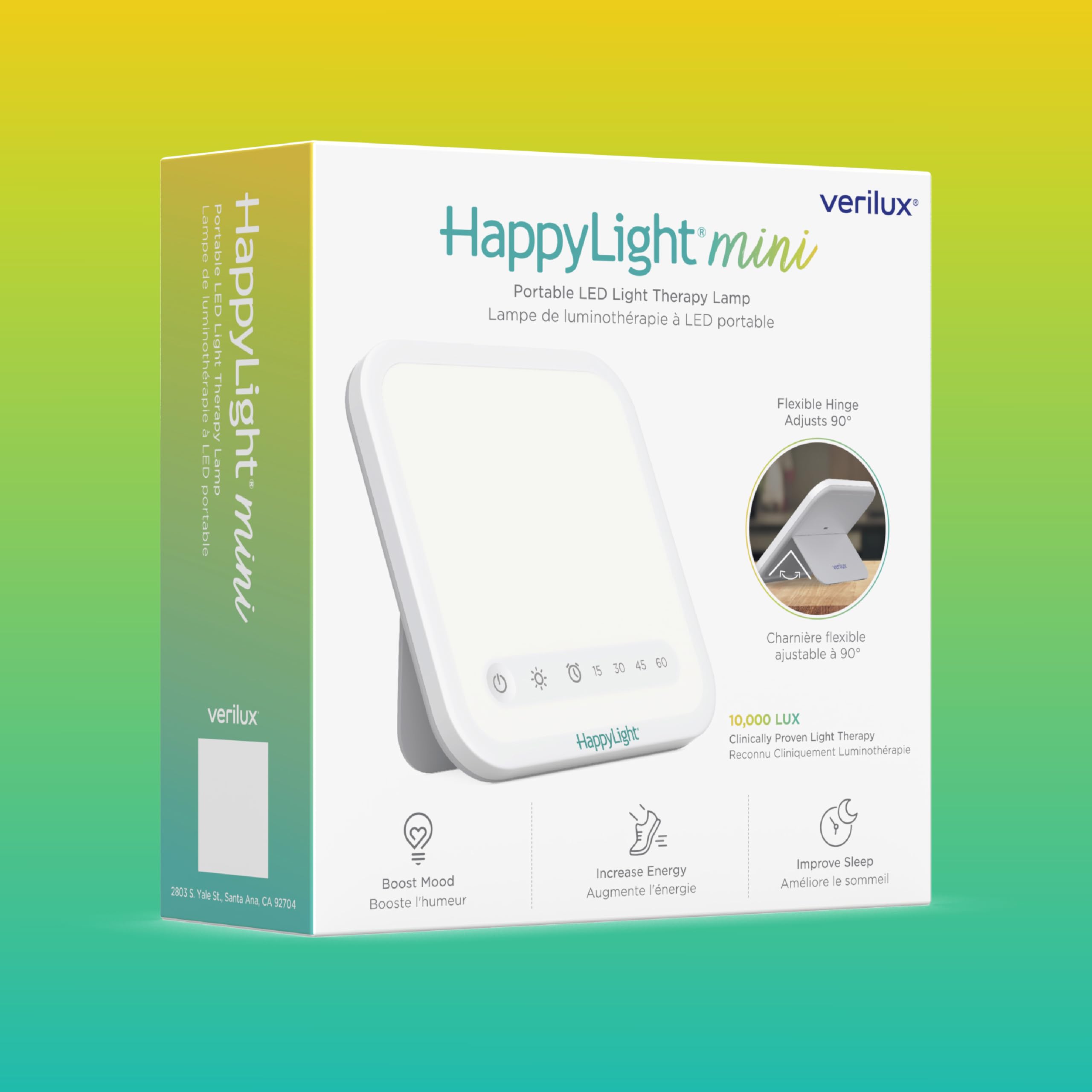 Verilux HappyLight Mini detalle de LEDs espectro completo sin UV para seguridad