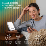 Verilux HappyLight Mini vista lateral con diseño delgado y ventaja portabilidad