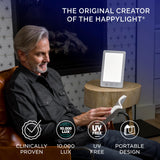 Verilux HappyLight controles táctiles para ajustar brillo y temporizador