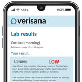 Verisana primer plano de hisopo de saliva mostrando material fácil y no invasivo