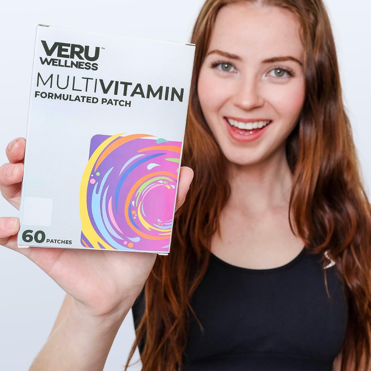 Veru Wellness parche aplicado en brazo demostrando uso discreto