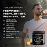 VERUS NUTRITION lado a lado con objetos para tamaño y portabilidad