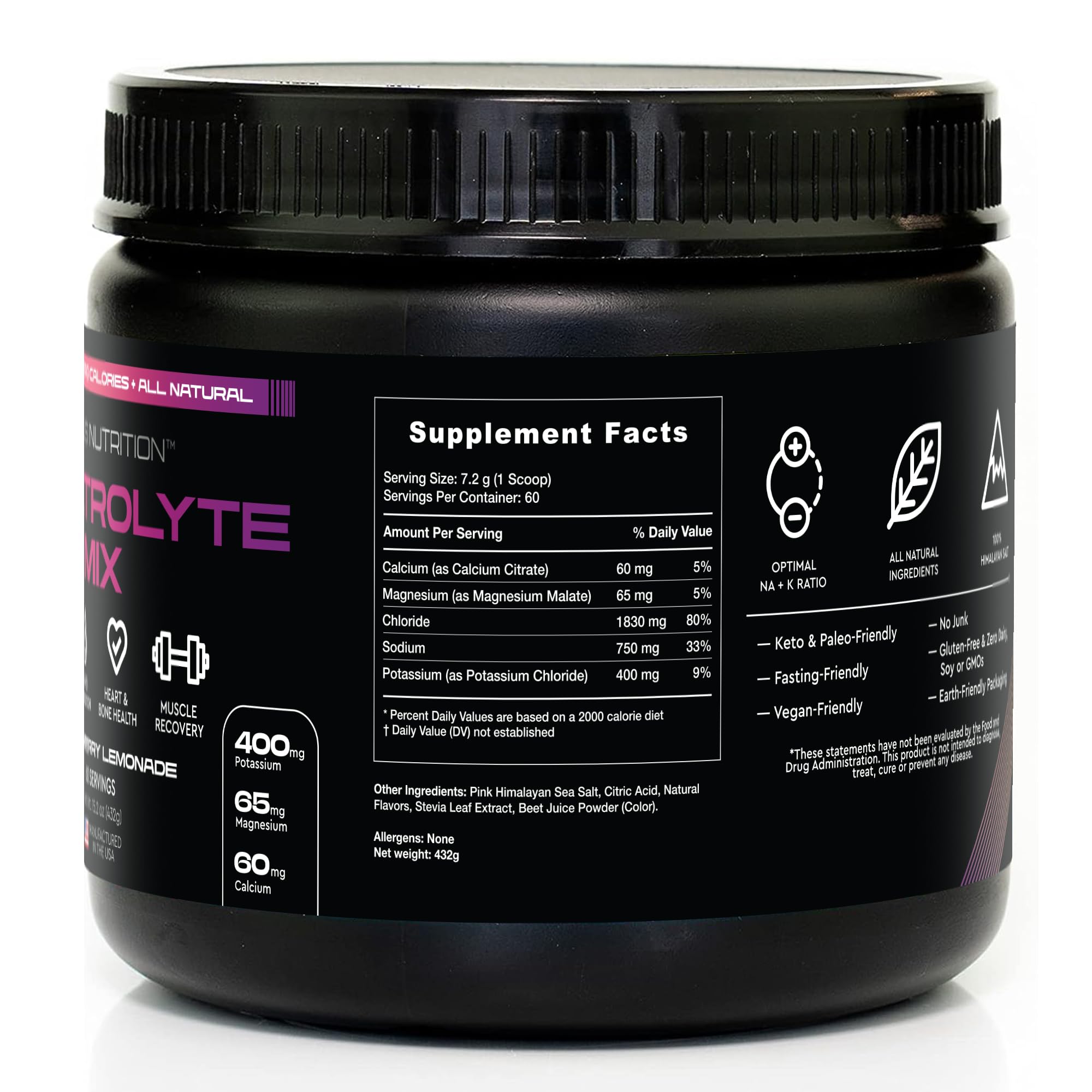 VERUS NUTRITION envase al lado de elementos cotidianos para comparar tamaño