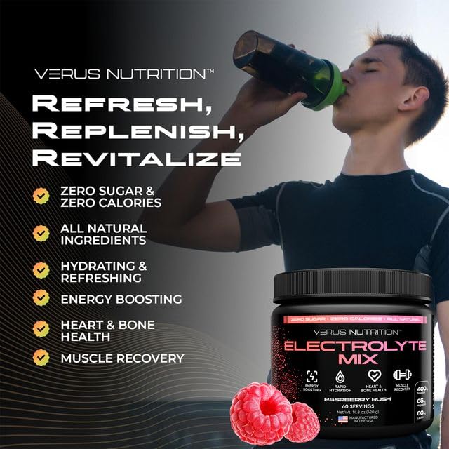 VERUS NUTRITION etiqueta nutricional abierta mostrando electrolitos clave
