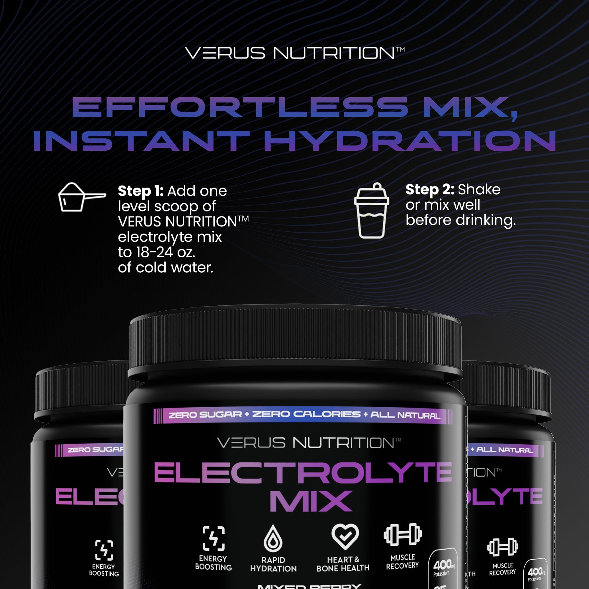VERUS NUTRITION botella de gimnasio con mezcla para entrenamiento