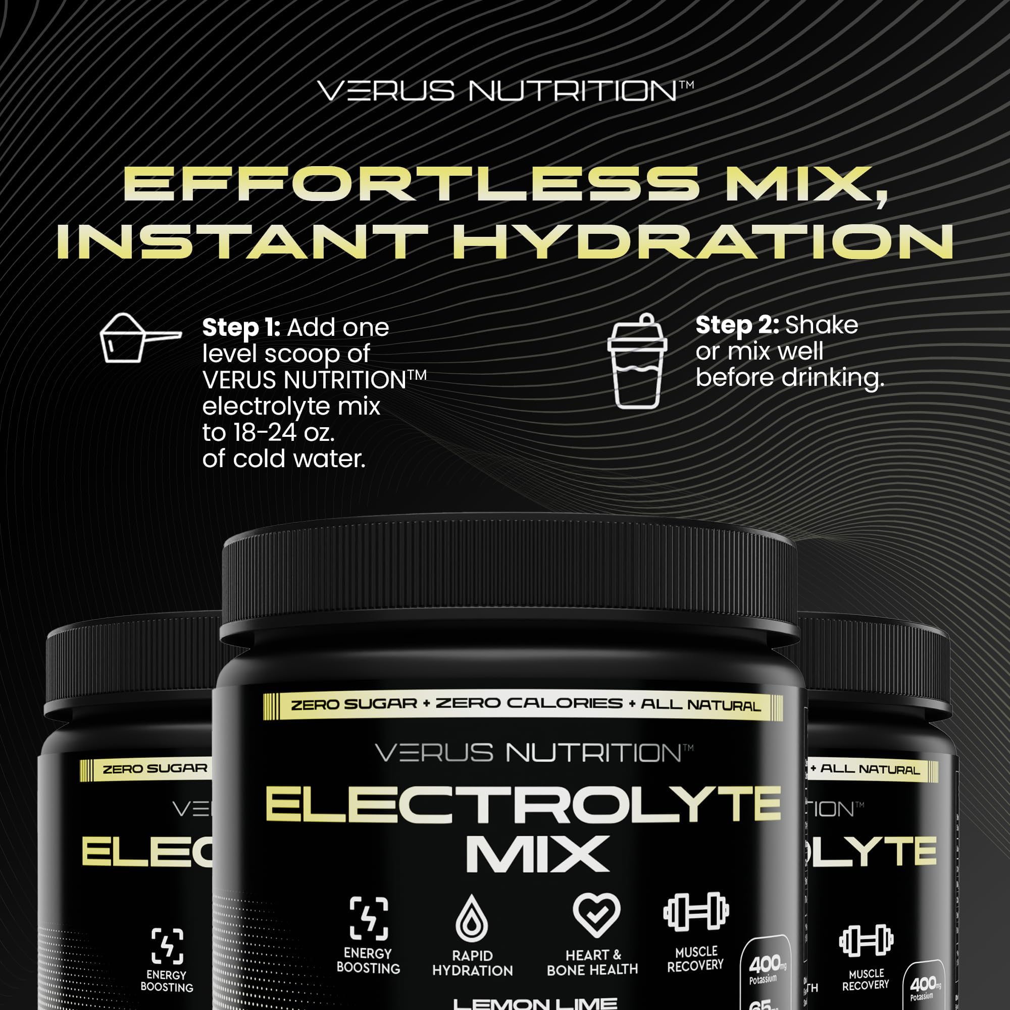 VERUS NUTRITION cucharada con polvo mostrando electrolitos clave que ayuda a recuperar minerales