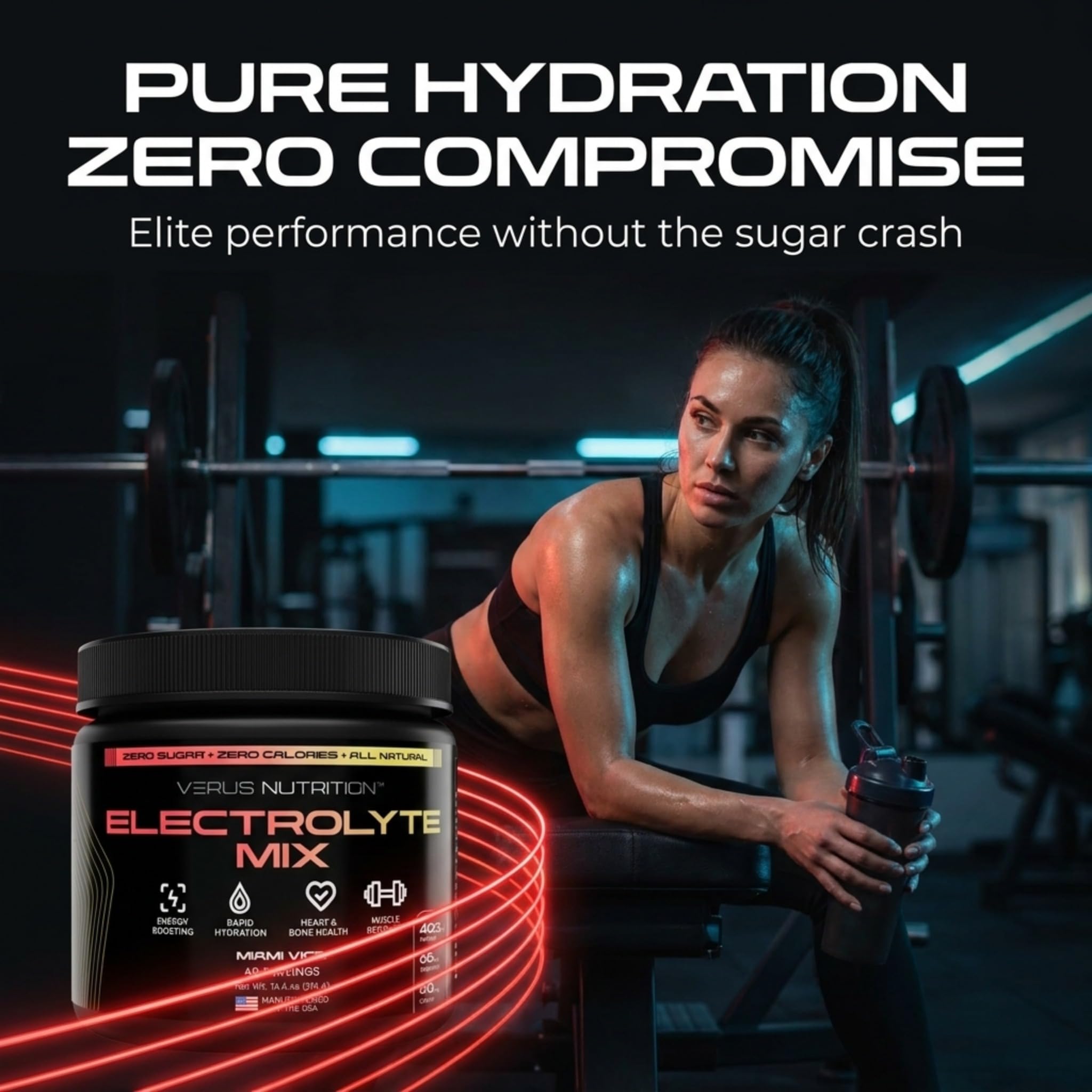 VERUS NUTRITION etiqueta nutricional ampliada con electrolitos listados claramente