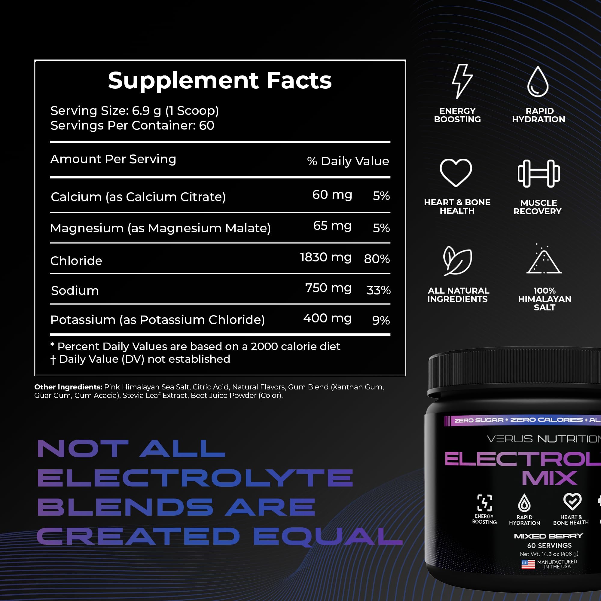 VERUS NUTRITION vaso con bebida mixed berry listo para beber