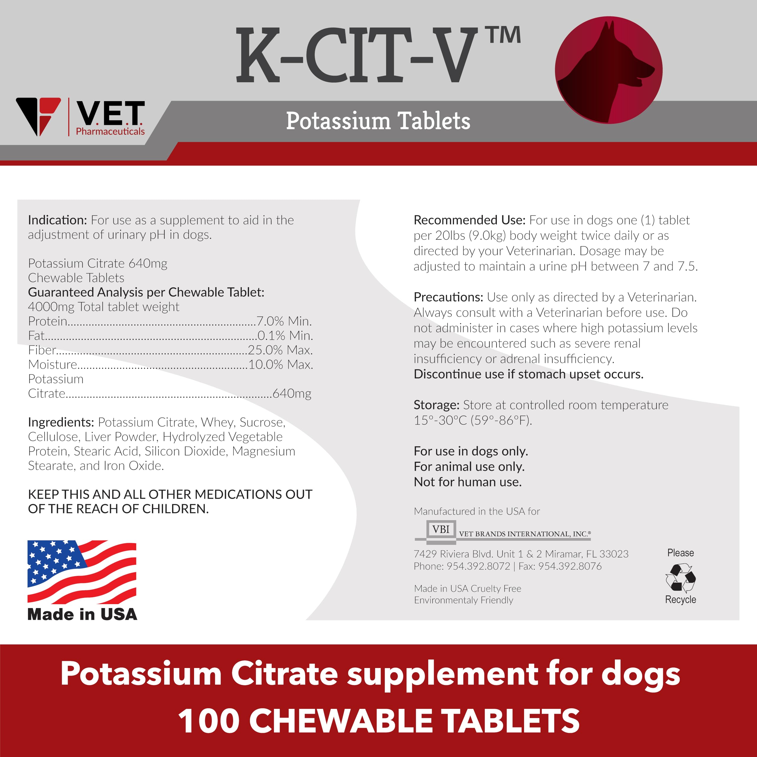 V.E.T. PHARMACEUTICALS dueño dando K-CIT-V a perro mostrando uso doméstico