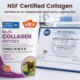 VEV etiqueta nutricional en bolsa destacando certificación NSF