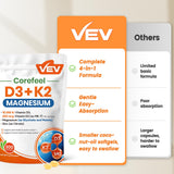 VEV Corefeel envase en maleta ejemplificando uso en viajes