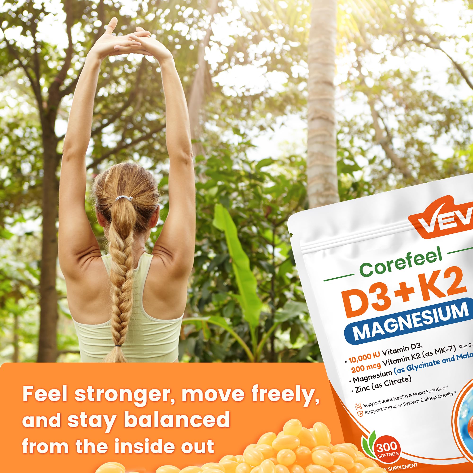 VEV Corefeel presentación completa 300 softgels duración larga