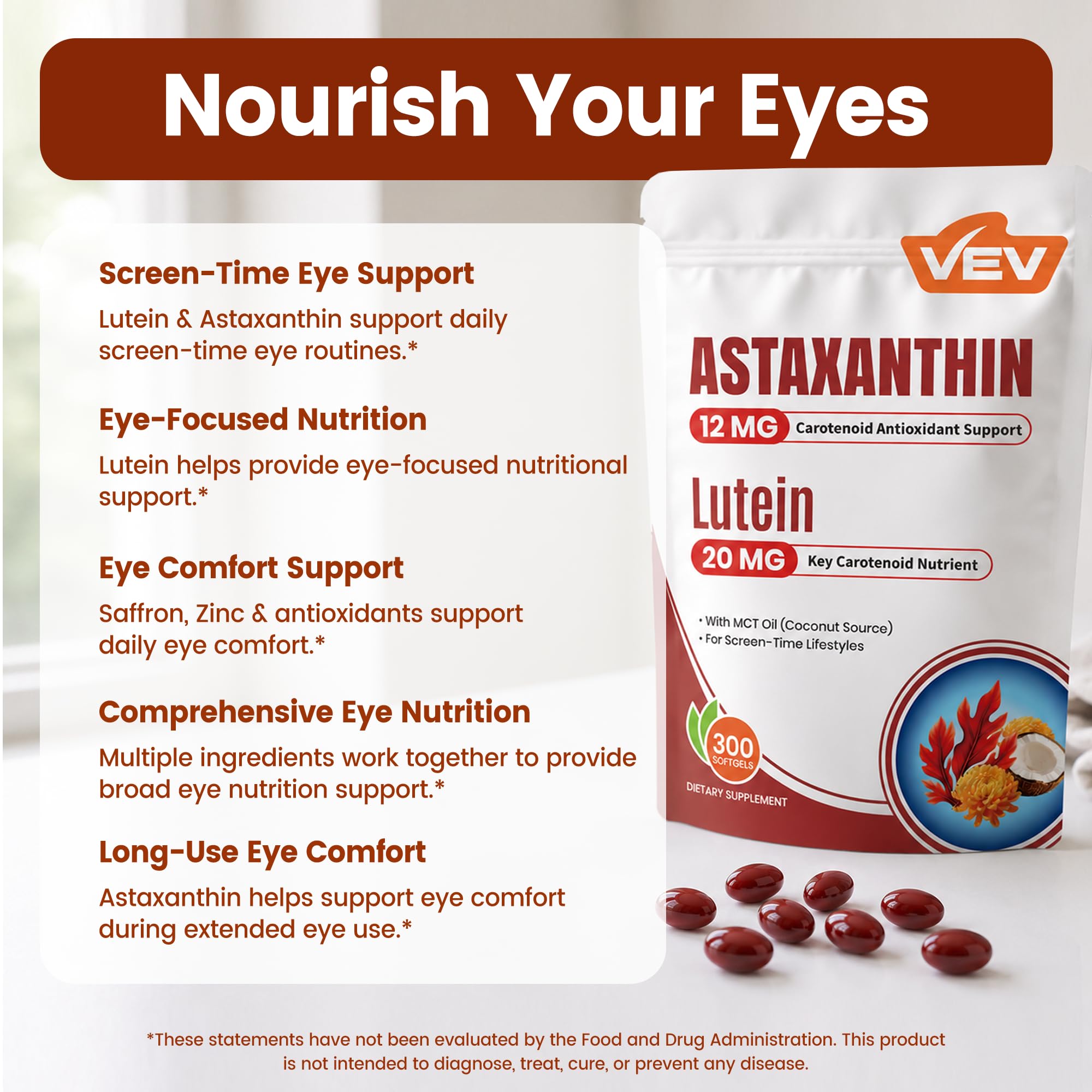 VEV etiqueta nutricional legible con dosis por porción y lista de ingredientes clave
