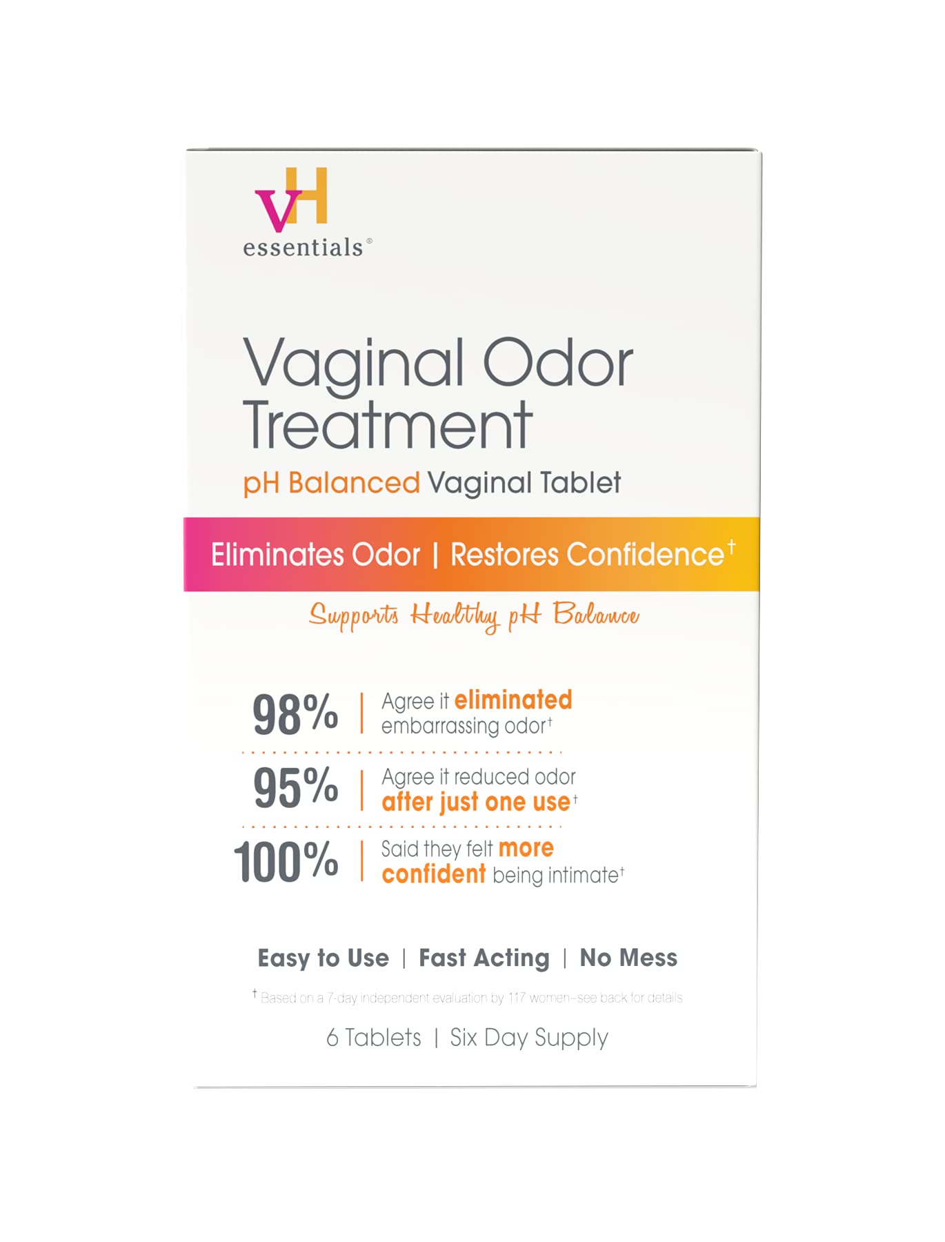 vH essentials empaque frontal mostrando caja y beneficios visibles