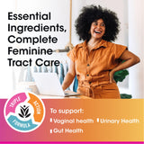vH essentials mujer tomando cápsulas como parte de su rutina diaria equilibrada