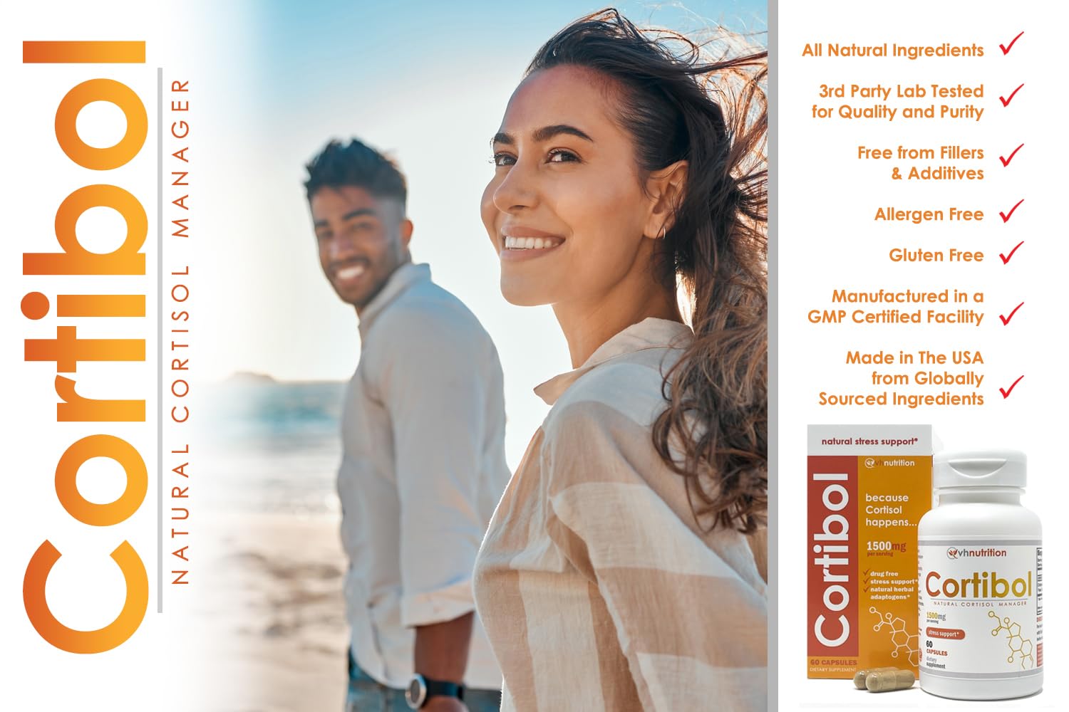 VH Nutrition cápsulas en mano mostrando dosis práctica y facilidad de uso