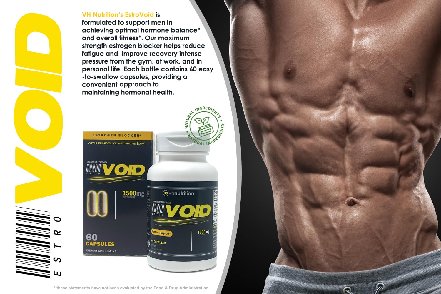 VH Nutrition EstroVoid ingredientes primarios como DIM y ashwagandha para apoyo hormonal