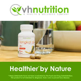 VH Nutrition frasco abierto con hojas para mostrar origen botánico natural