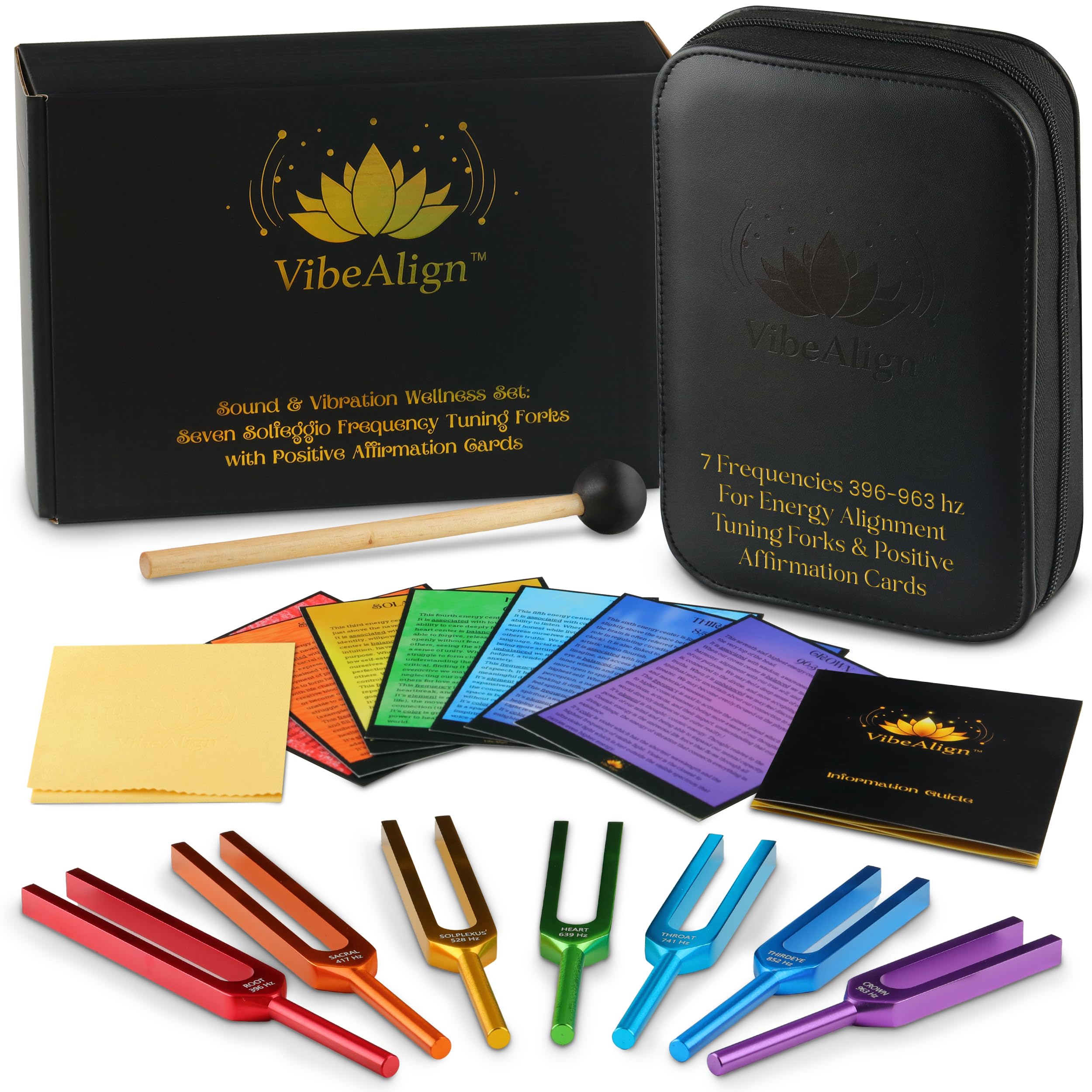 VibeAlign estuche abierto con kit completo, fácil transporte y protección