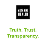 Vibrant Health sobre junto a mano para comparar tamaño y porción portátil