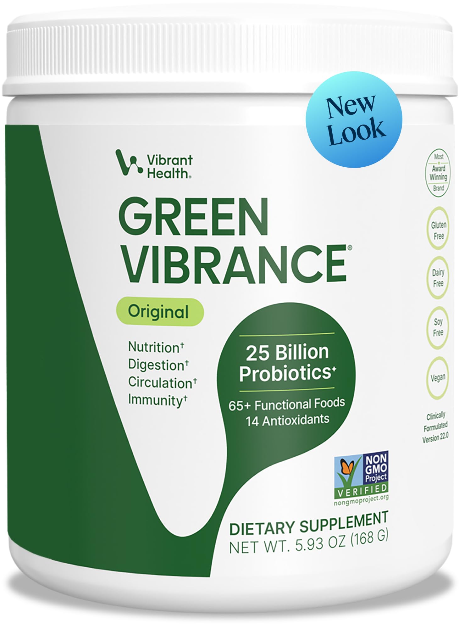 Vibrant Health envase frontal del producto que muestra la marca y confianza