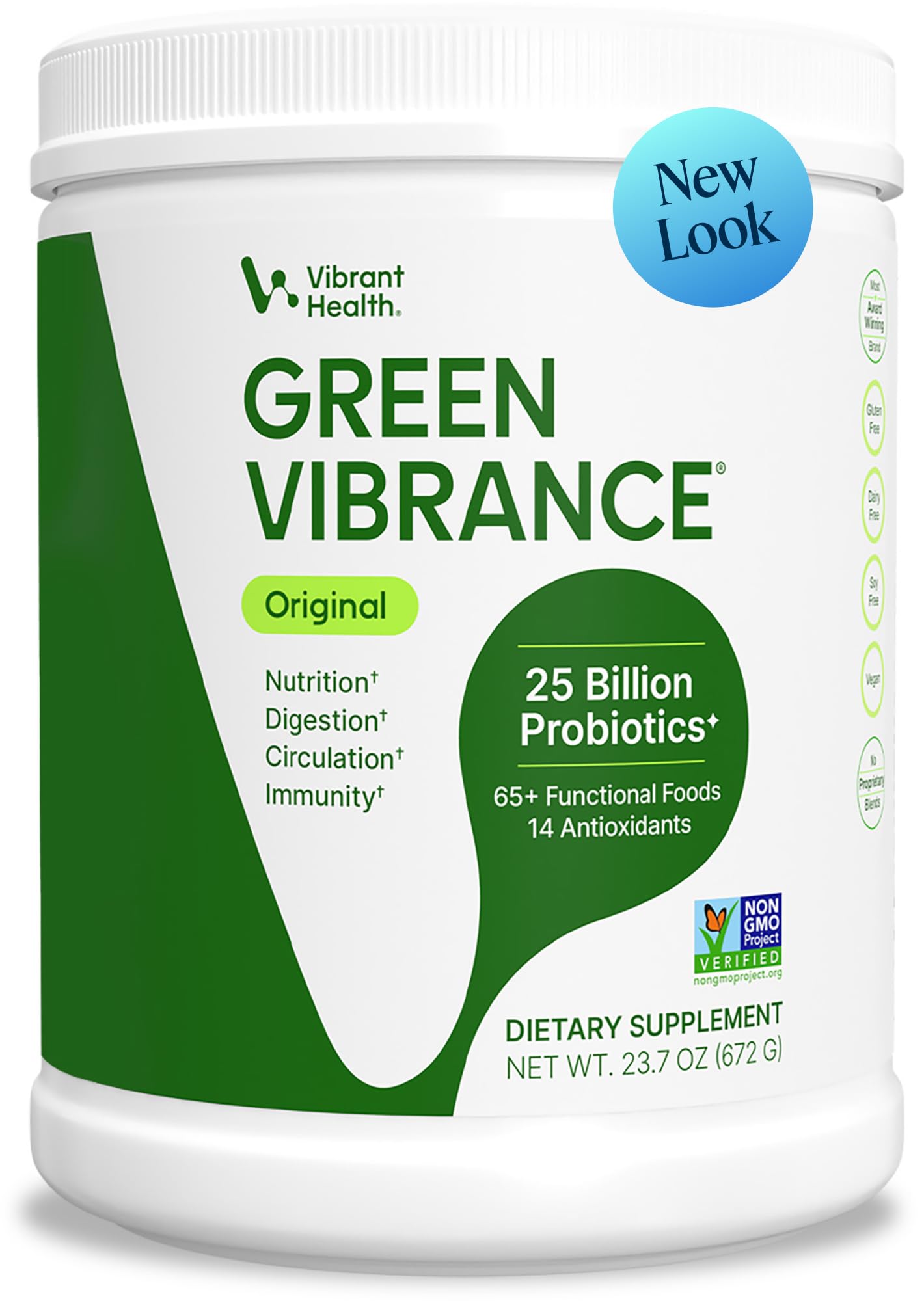 Vibrant Health envase frontal mostrando 60 servicios y conveniencia