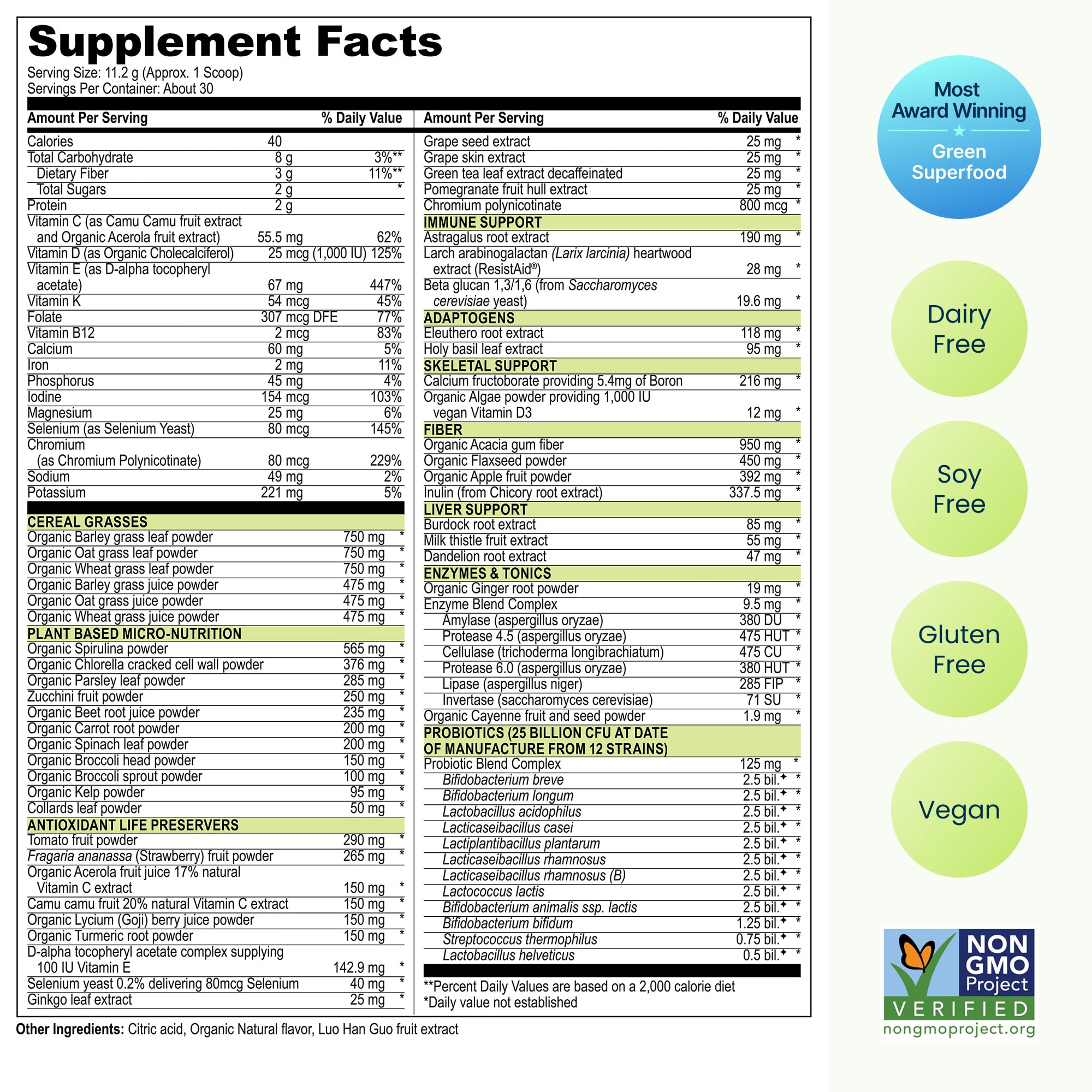 Colección de ingredientes vegetales usados en Vibrant Health, diversidad de nutrientes