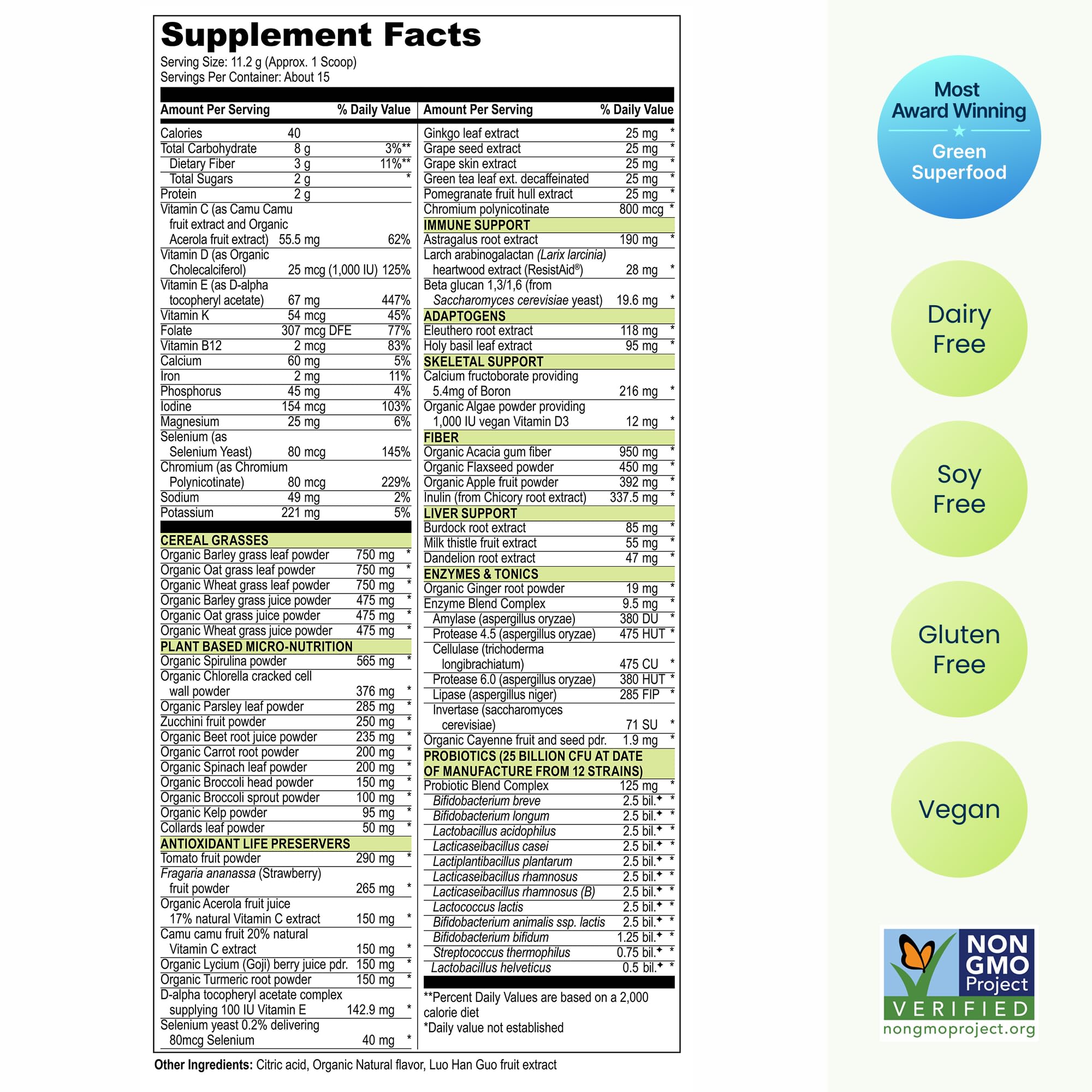 Vibrant Health ingredientes crudos juntos destacando origen real y variedad