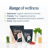 Vibrant Health comparación de tamaño mostrando 15 porciones y escala