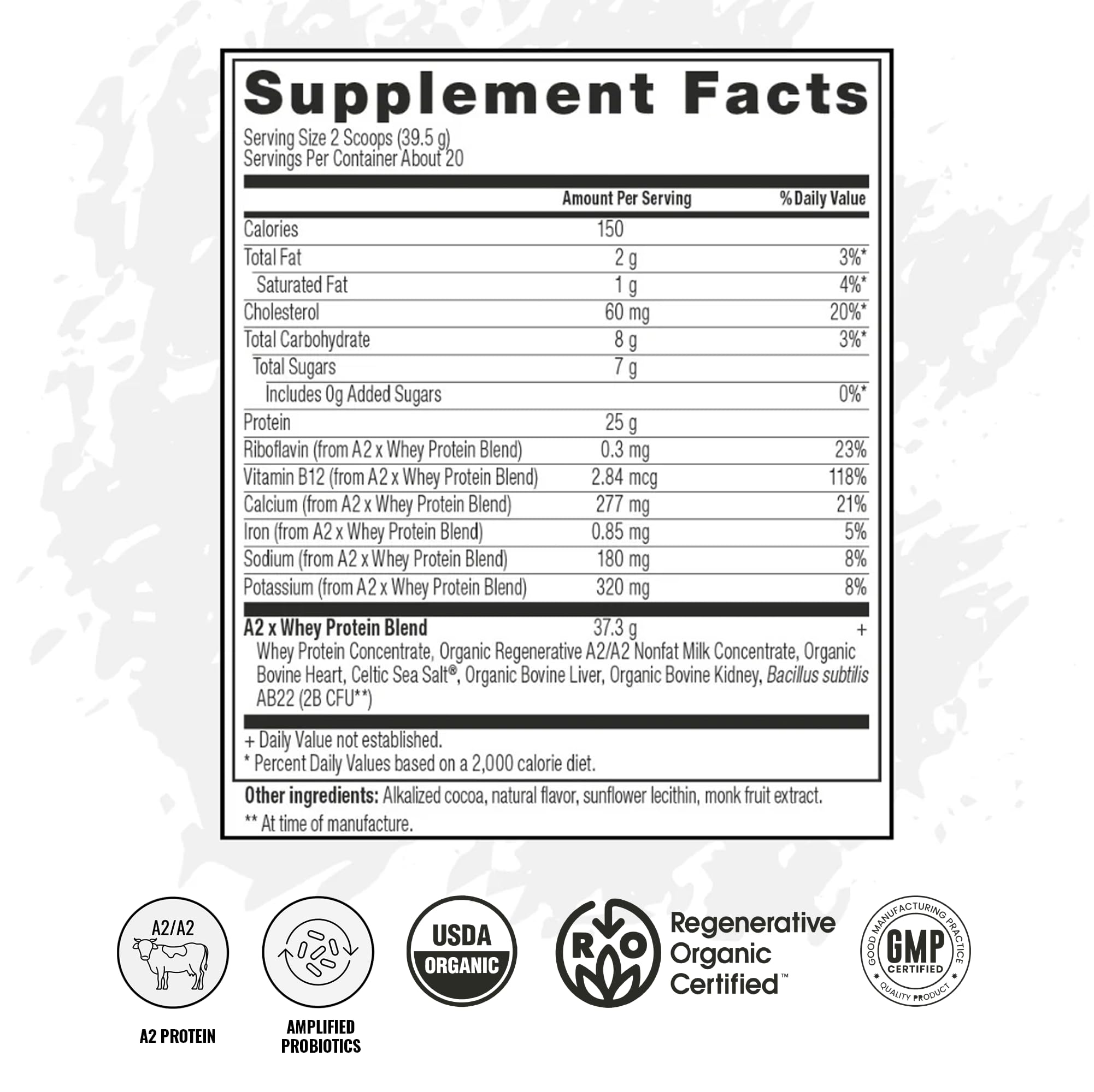VICERA etiqueta con lista de ingredientes y certificados orgánicos