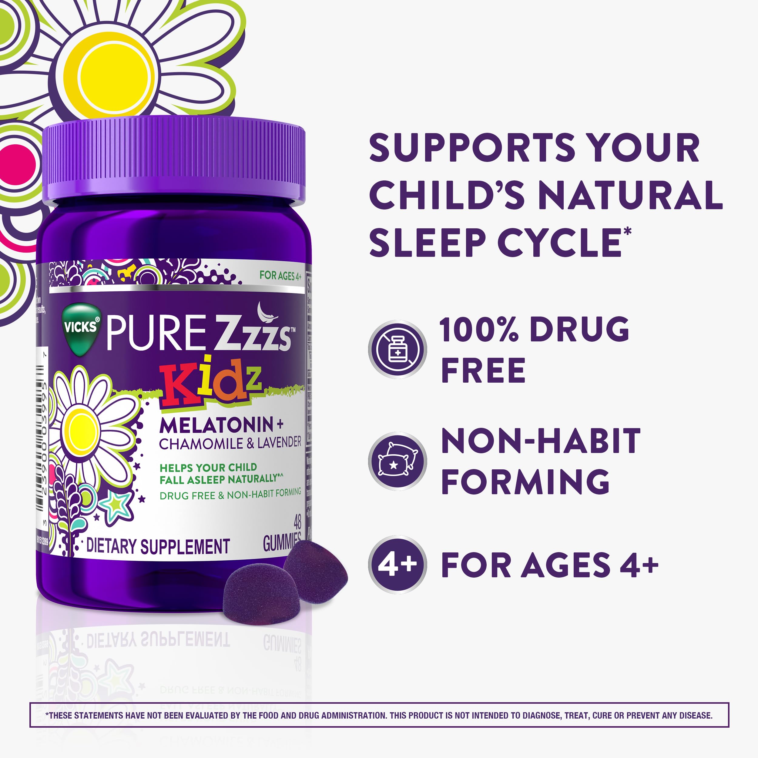 VICKS PURE Zzzs Kidz etiqueta informativa legible para verificar ingredientes