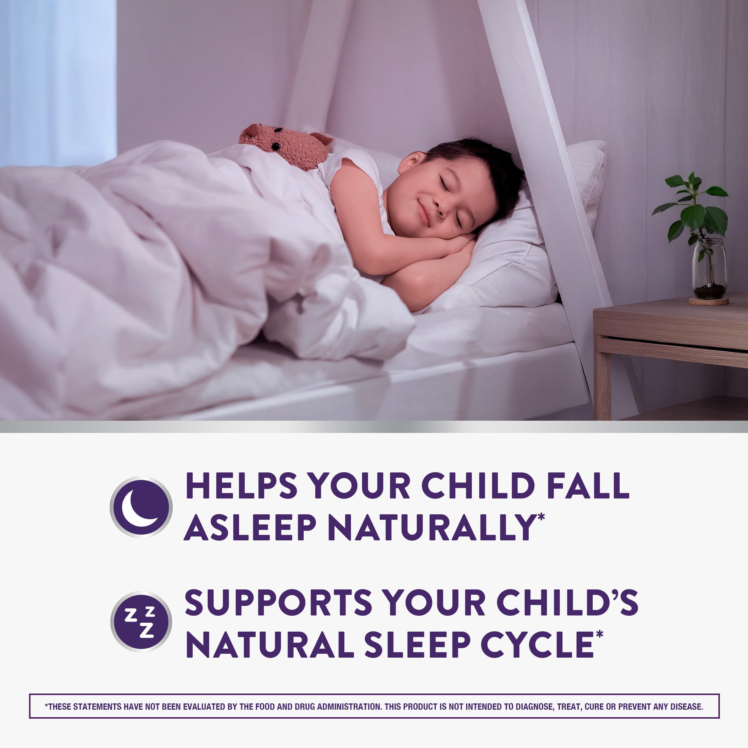 VICKS PURE Zzzs Kidz gomita en primer plano destaca sabor a baya apetecible