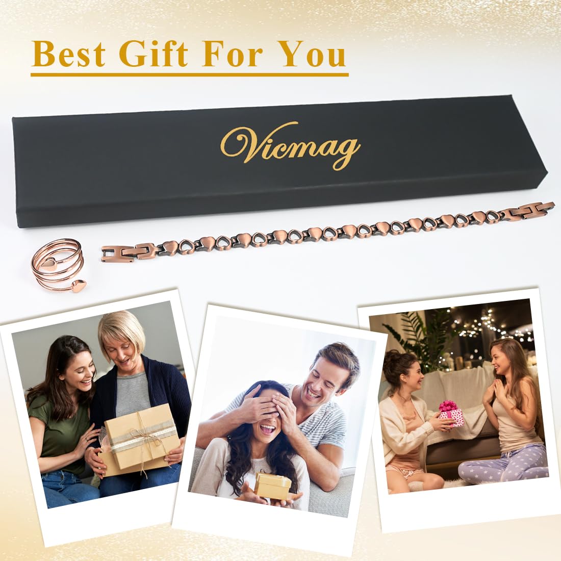 Vicmag pulsera en escena lifestyle, regalo femenino y sofisticado