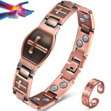 Vicmag pulsera de cobre doble fila vista frontal, diseño masculino y durable
